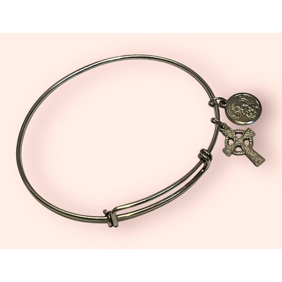 Cross & ROC Christian Medal Charm Sterling 925 Silver Bracelet 7 to 9 in - GIFT - Picture 3 of 5